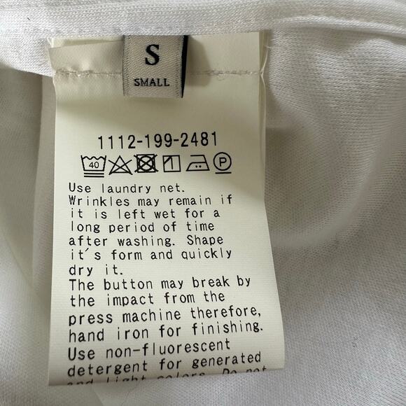 United Arrows Tokyo Cozy Smooth Button Shirt Men Small White Long Sleeve NWT - Picture 5 of 7